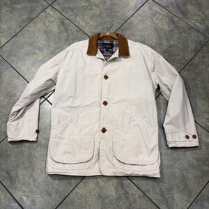 Vintage J.Crew Barn Coat Size S Cream Corduroy Collar Country Farm Outdoor